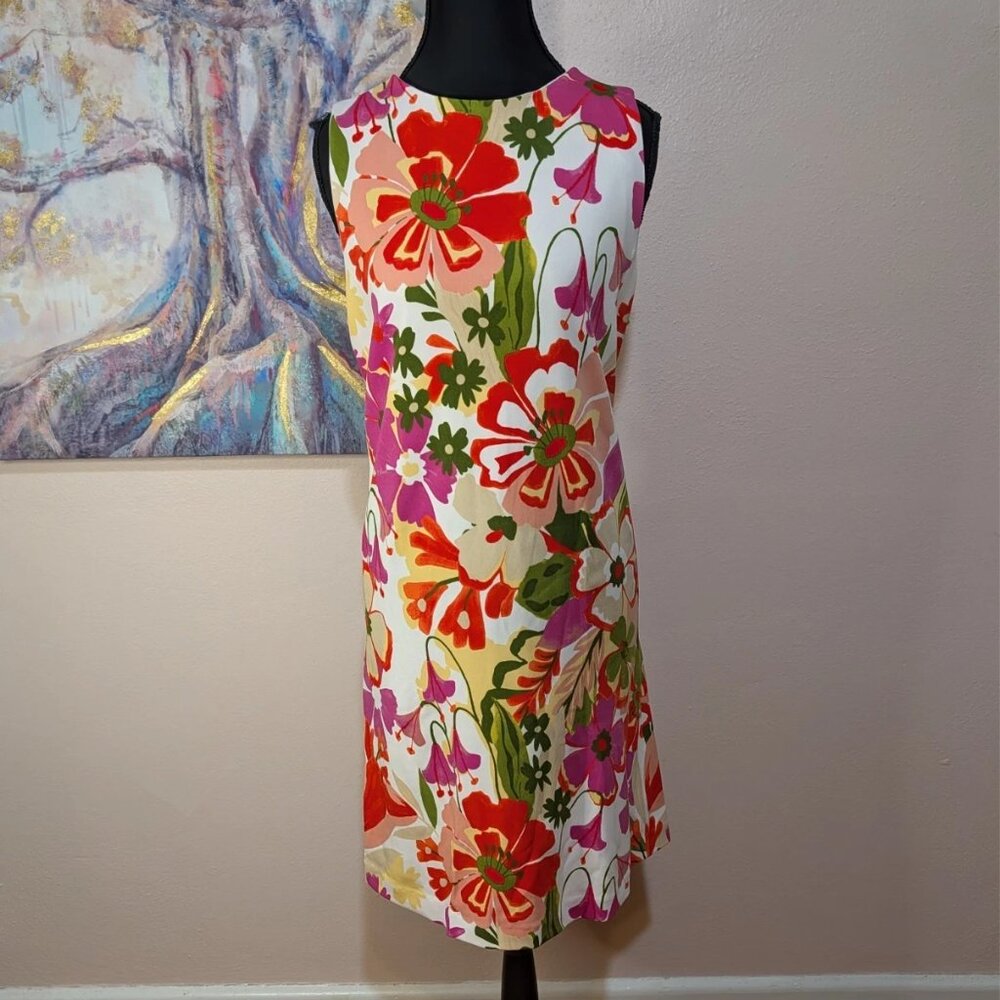 ❤️Anne Klein Floral Print Sleeveless Shift Dress Egret Multi Size 12❤️ - Picture 2 of 8